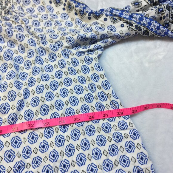 Like new! Caffe Marrakesh Blouse Top 3X Blue Sequins Square Neck Peasant Rayon - Picture 9 of 16